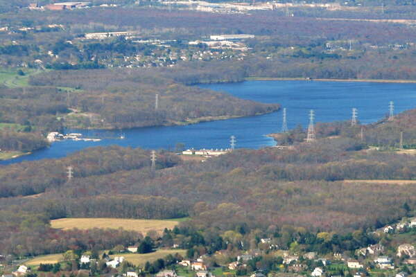 The lake in Mercer County Park from the air..