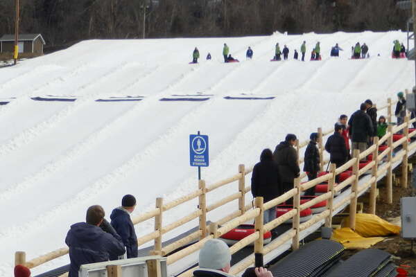 Looking up the hill. You will also see the moving belt that pulls us all up the hill